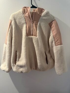Cozy Sherpa Pullover Jacket in Cream & Blush
